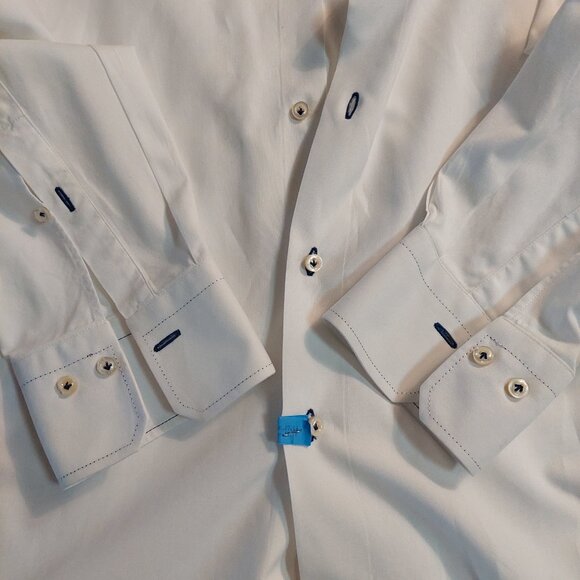 Pal Zileri Men's Button-down Dress Shirt 18 1/2 46 White 100% Cotton Italy - Picture 8 of 12
